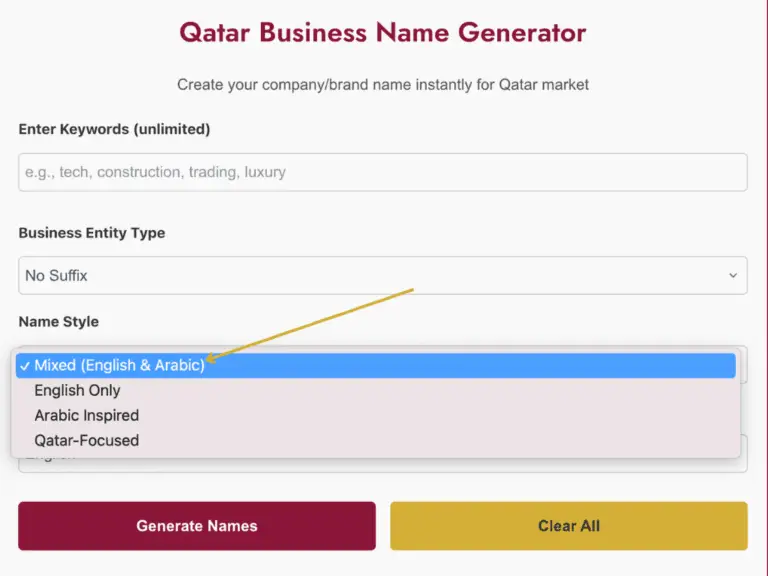 qatar business Name Generator name style